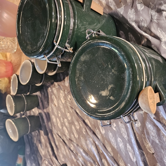 Dark Green Ceramic Canister Set - Picture 1 of 3